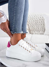 CARRY - Sneakers Bianche Alexoo con rifiniture oro e retro fuxia
