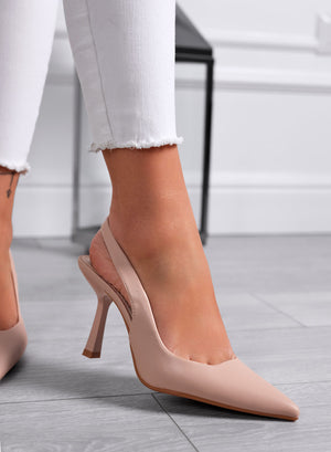 SELINA - Beige slingback pumps with 9.5 cm heel