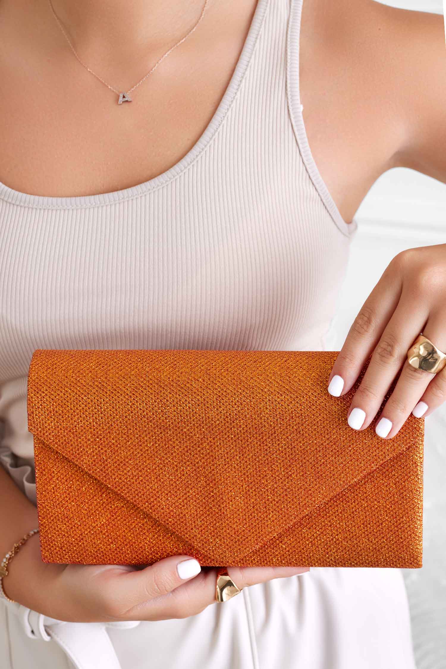 Pochette B221 orange pailletée