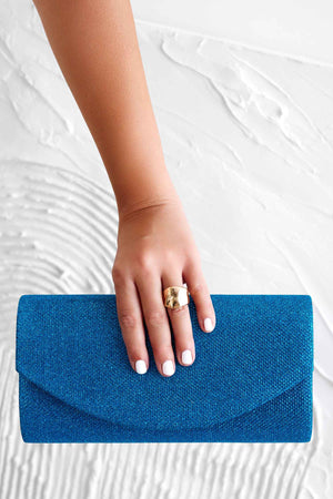 Blue B220 clutch bag in laminated fabric