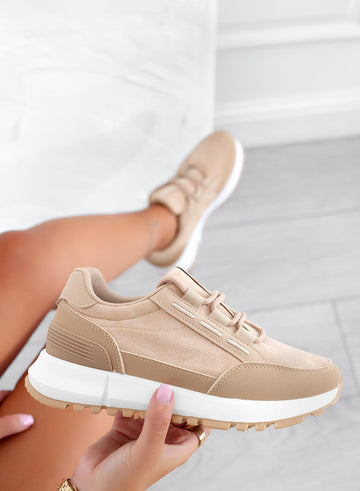 Beige sneakers in lightweight fabric