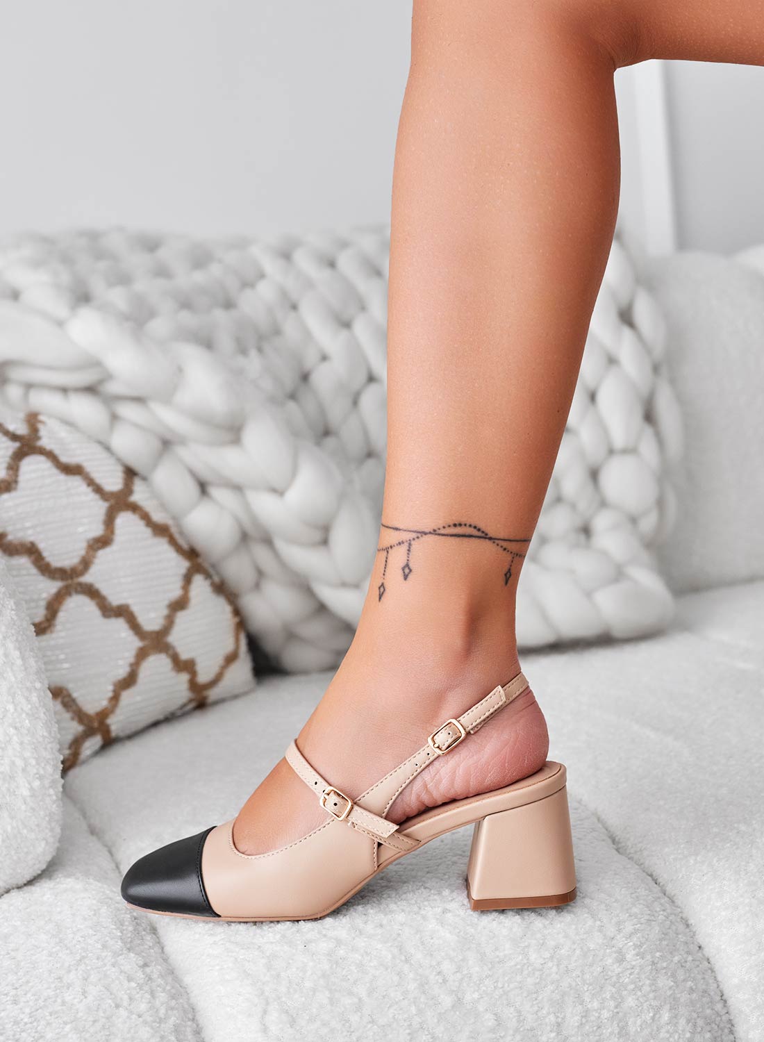 Escarpins slingback mary jane nude