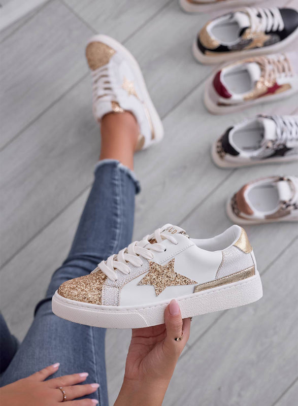 WAYS - Sneakers basse con glitter oro e stella