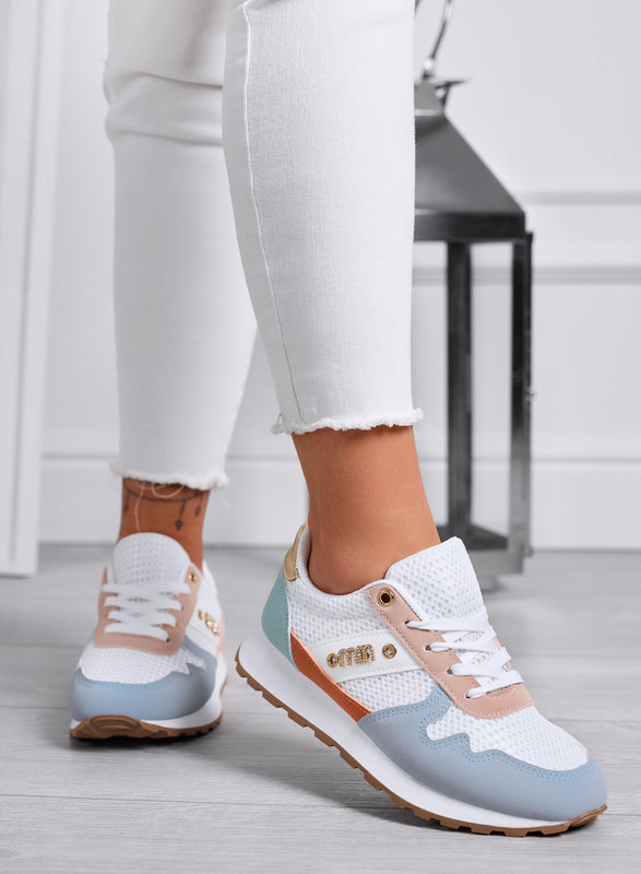 ARMIDA - Sneakers Multicolor Sportive con Inserti in tessuto e Dettagli Oro