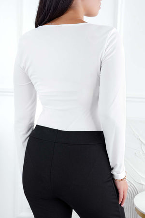 White bodysuit with draping