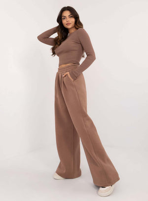 Mud-colored fleece tracksuit, two pieces