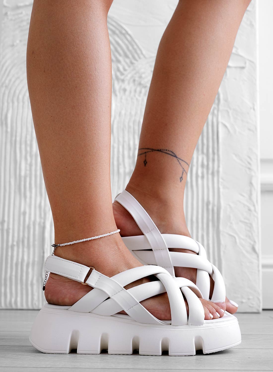 KERRY - White Alexoo sandals with chunky sole