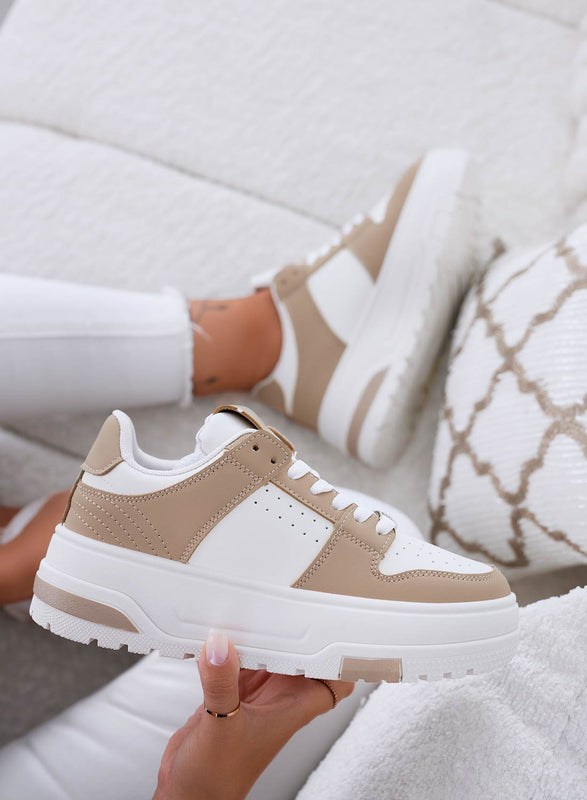 NYLA - Sneakers bianche con pannelli a contrasto fango