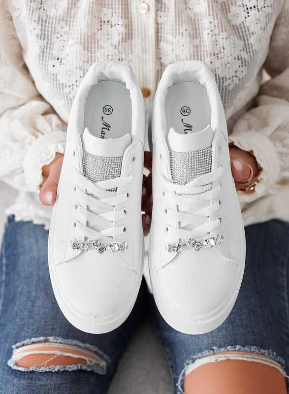 DELIA - Sneakers bianche con applicazione gioiello