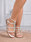 ALEXIS - Sandali bianchi gladiatore con borchie dorate