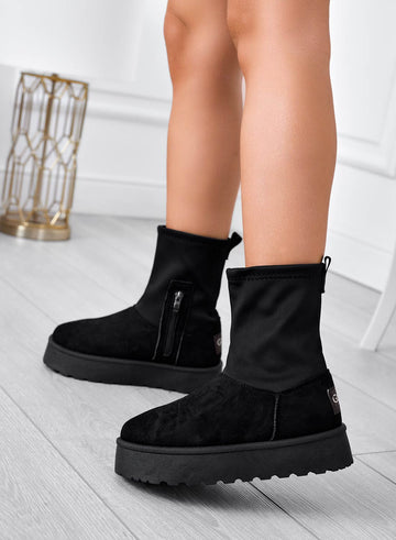 Black padded ankle boots