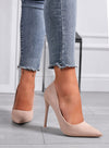 ANASTASIA - Décolleté beige in camoscio con tacco in vernice