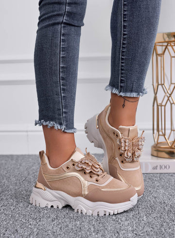 ANGELINA - Mud sneakers with jeweled butterfly applique