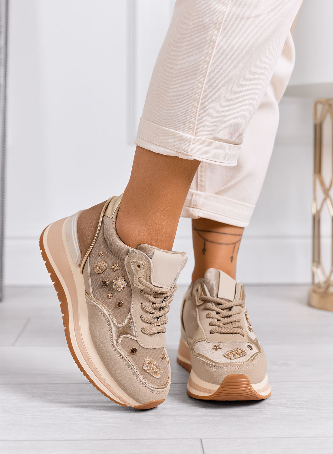 ANKARA - Mud sneakers with jewel details and platform sole