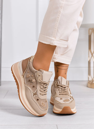 ANKARA - Sneakers fango con dettagli gioiello e suola platform