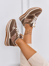ATENE - Sneakers marroni con dettagli animalier e suola alta
