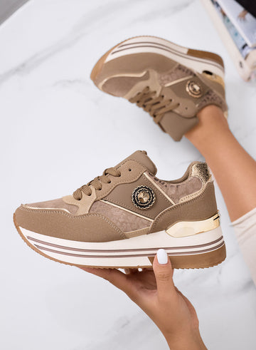 BAHIA - Sneakers fango con applicazione gioiello e suola platform