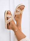 BEATRICE - Sandali Ciabatte beige con intreccio decorativo e strass