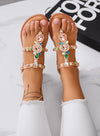 BELFAST - Sandali infradito gioiello bassi beige con pietre multicolor