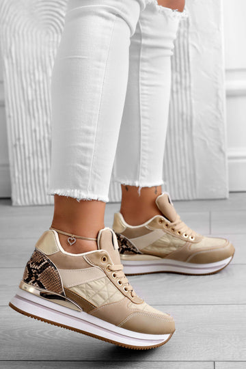 Mud sneakers with python inserts and internal wedge