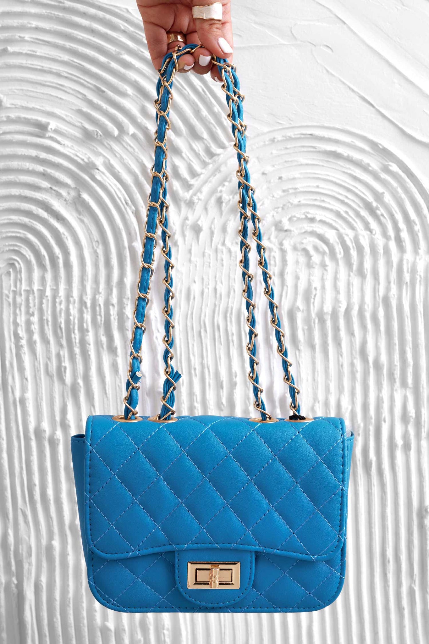 Quilted blue B224 bag