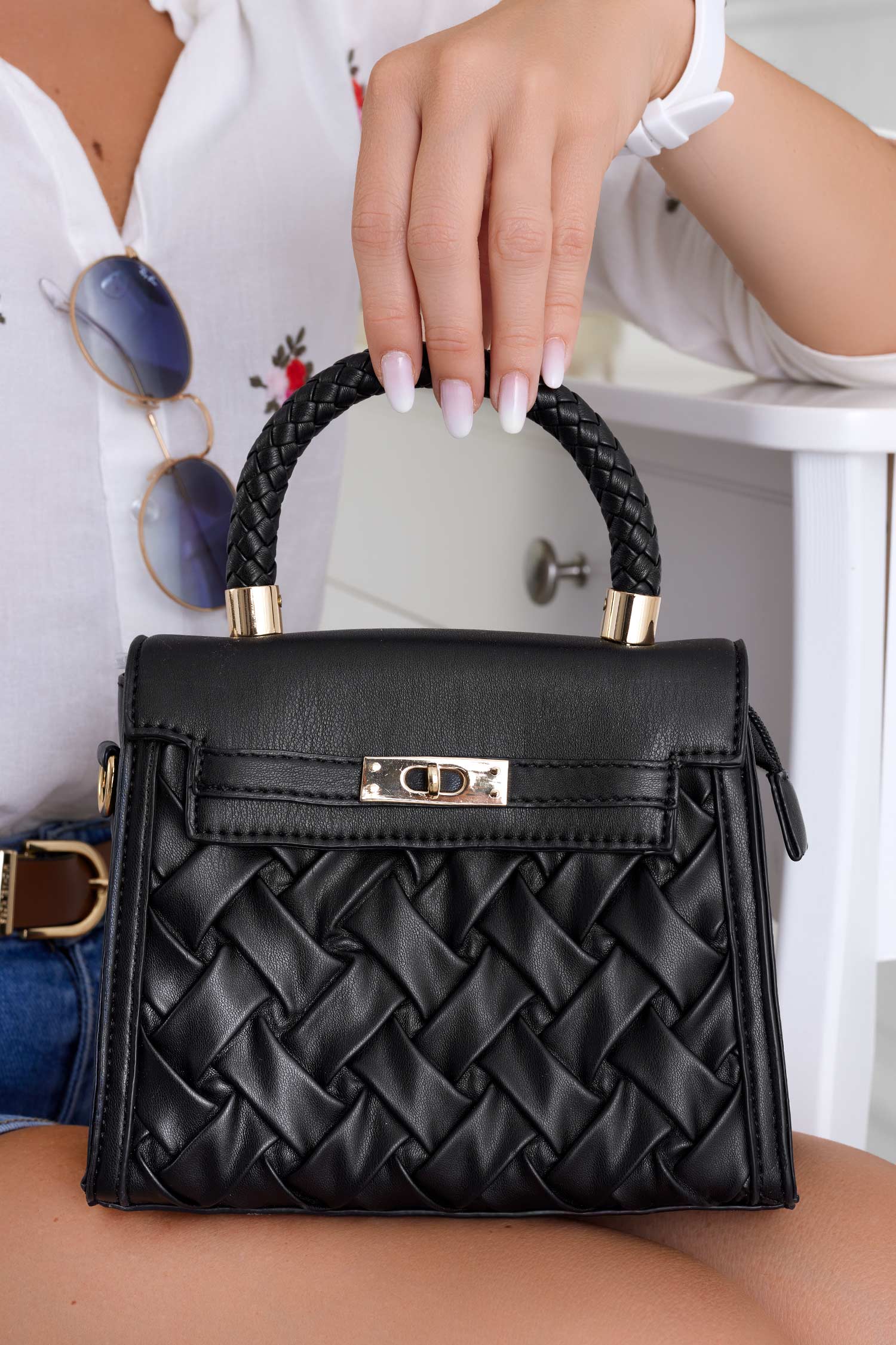 Sac noir B223 tressé