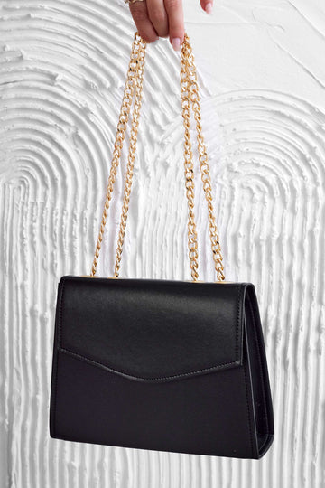 Black B217 clutch bag with gold chain