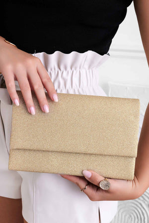 Clutch bag B218 gold with glitter