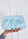 Borsa pochette Clutch bag azzurra in ecopelle con catena