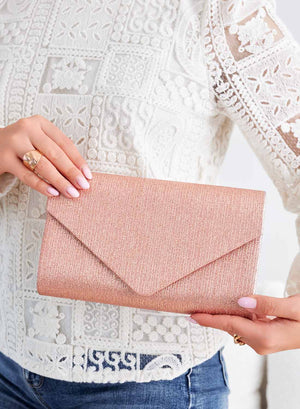 Rose gold laminated clutch bag B234
