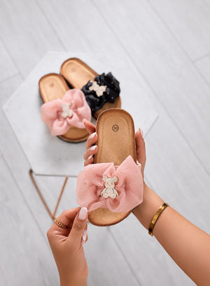 CAIRO - Pink sandals Girls' slippers with maxi bow and jewel teddy bear