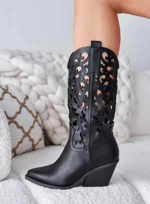 CANOSA - Black perforated camper ankle boots