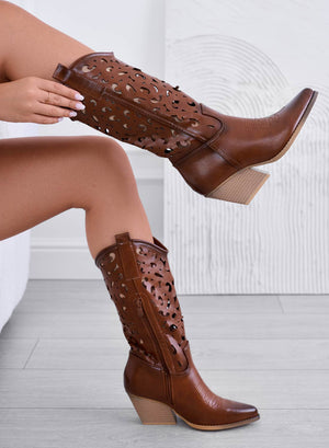 CANOSA - Perforated leather camper ankle boots