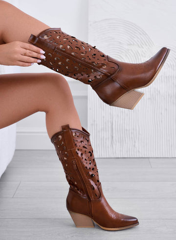CANOSA - Perforated leather camper ankle boots