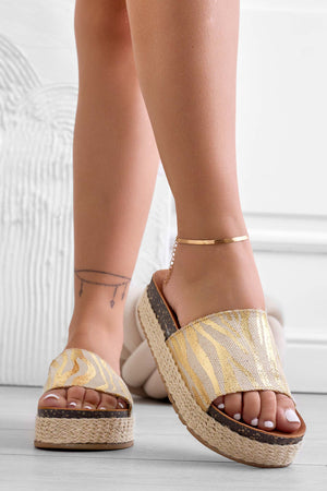 Gold slide sandals