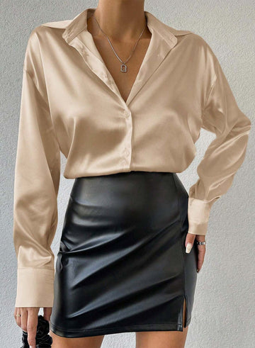 Beige satin shirt