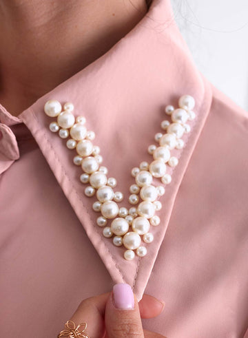 Pink shirt with embellished collar