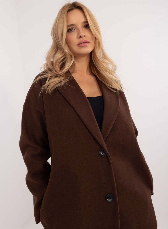 Cappotto lungo elegante marrone con bottoni