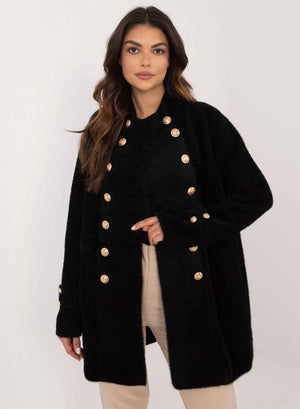 Short black coat with gold buttons