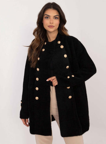 Short black coat with gold buttons