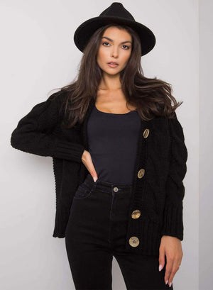Black knitted cardigan with buttons
