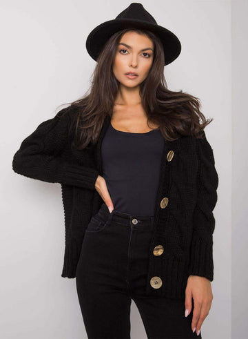 Black knitted cardigan with buttons