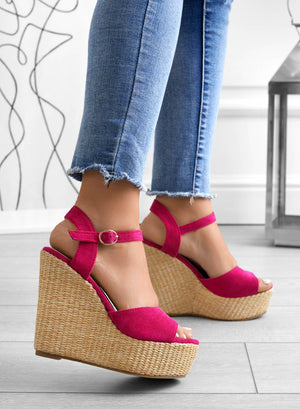 DAKOTA - Alexoo fuchsia wedge sandals