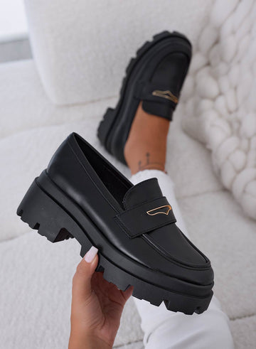 DARCY - Black loafers with platform