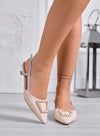 DARLEEN - Decolletè beige Slingback Eleganti a Punta con Fibbia Gioiello