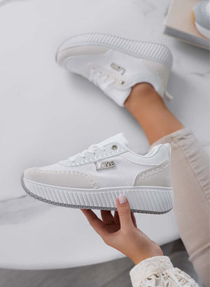 DAVIS - Women's sneakers with thick sole and contrasting grey panels