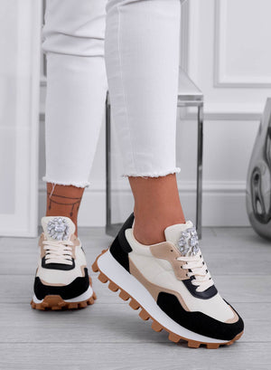 DEAA - Black sneakers with multicolor details and jewel embellishment