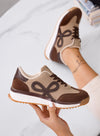 DIAZ - Sneakers marroni con fiocco e suola bicolore