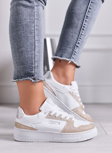 STEFANIA - Sneakers Bianche con Dettagli oro glitter