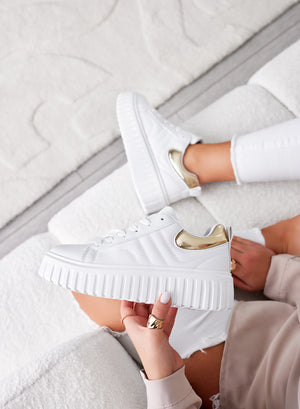 ELIOT - White sneakers with metallic gold heel